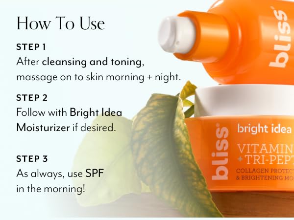 Bliss Bright Idea Vitamin C Eye Cream - Brighten & Hydrate Anti-Aging Treatment, Reduces Fine Lines, Boosts Collagen & Firms, 3-O-Ethyl Ascorbic Acid, Tri-Peptide & Licorice Root, 0.5fl oz