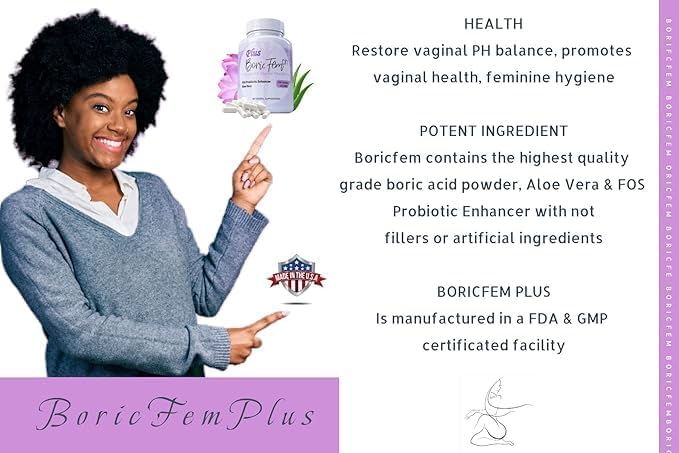 Boric Acid Vaginal Suppositories Plus Aloe Vera & FOS Probiotic Enhancer 800mg/, 30 Count All Natural Made in USA