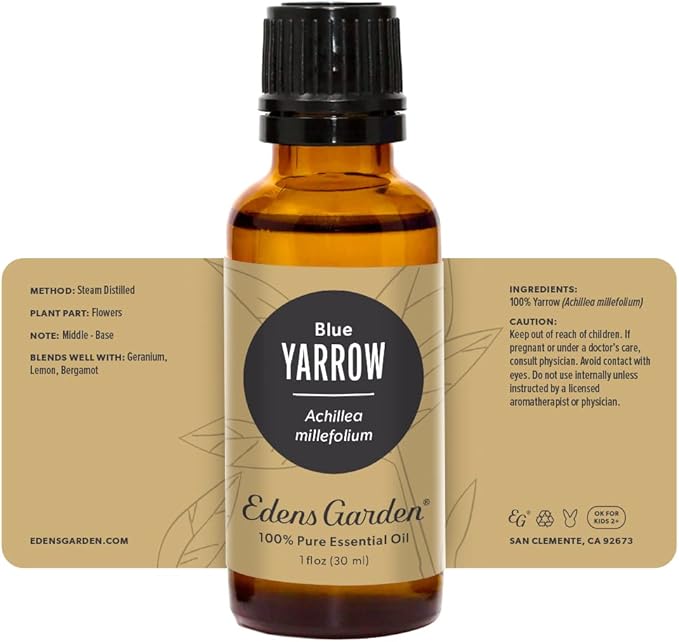 Edens Garden Yarrow- Blue Essential Oil- 100% Pure Premium Grade, Undiluted, Natural, Therapeutic, Aromatherapy, The Best for Diffuser, Skin, Face, Hair 30 ml (1 fl oz)