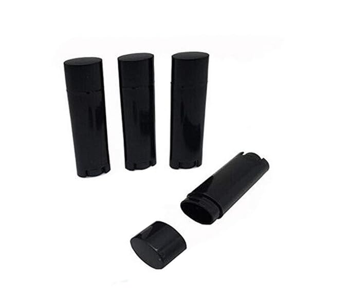 4.5g 0.15oz Empty Refillable Plastic DIY Lipstick Lip Balm Lip Gloss Tubes Holder Containers Oval Deodorant Crayon Tube Pipe Bottle Case (Pack of 10, Black)