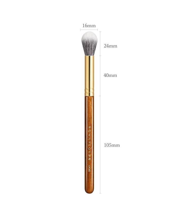 Desert Oak Series Dual Wool Highlighter Brush - Round Dome Goat Hair for Targeted Glow, Powder/Cream Highlight, Bubinga Handle (CM 189)