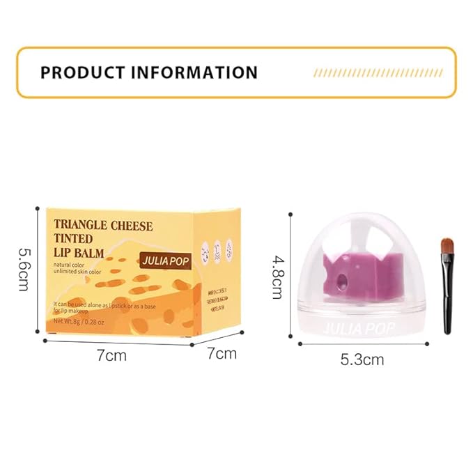 AKARY Triangle Cheese Tinted Lip Balm, Natural Moisturizing Lip Care All-day Moisture, Daily Lip Balm for Dry Cracked Skin, Soothing, & Refreshing, Hydration Treatment & Lip Care