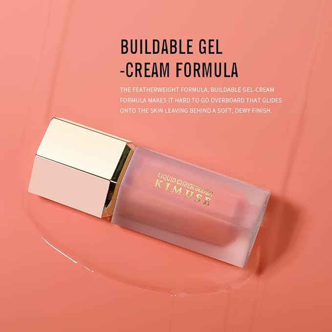KIMUSE Soft Cream Blush Makeup, Liquid Blush for Cheeks, Weightless, Long-Wearing, Smudge Proof, Natural-Looking, Dewy Finish