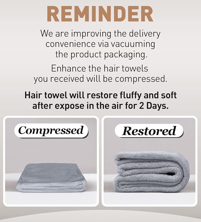 Hicober Microfiber Hair Towel, 3 Packs Hair Turbans for Wet Hair, Drying Hair Wrap Towels for Curly Hair Women Anti Frizz (Blue,Grey,Pink)