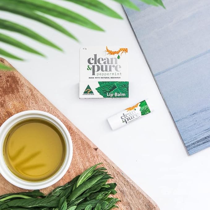 Lip Balm, 2-Pack (Peppermint) | Manuka Honey Beauty Products | Lip Care Set With 100% All Natural Beeswax and Vitamin E Oil | Flavored Lip Balm for Dry, Chapped Lips