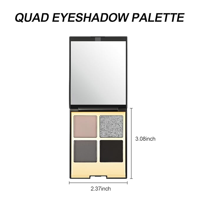 Erinde 4 Colors Eyeshadow Palette Eye Shadow Makeup, Matte Shimmer Metallic Off-white Champagne Reddish brown Nude Neutral Eyeshadow, Long Wearing, Pigmented Blendable, Quad Eye Shadow Palette, 04
