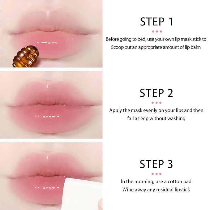 3 PCS Bee Lip Balm Honey Pot, Honey & Strawberry & Watermelon Lip Mask Overnight Propolis Moisturizing Lip Balm Hydrating Prevention Dry and Crack Lip Scrubs Exfoliator Lip Wrinkle Care (Set B)