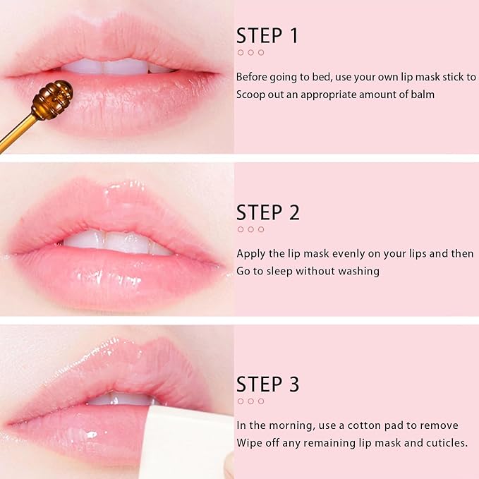 2 Pcs Bee Lip Balm Honey Pot, Lip Mask Overnight Honey Lip Balm Lip Exfoliate with Stick, Moisturizing Sleeping Lip Mask Day & Night Lip Care - Hydrate Repair Prevent Dry Cracked Scrub (2 Honey)