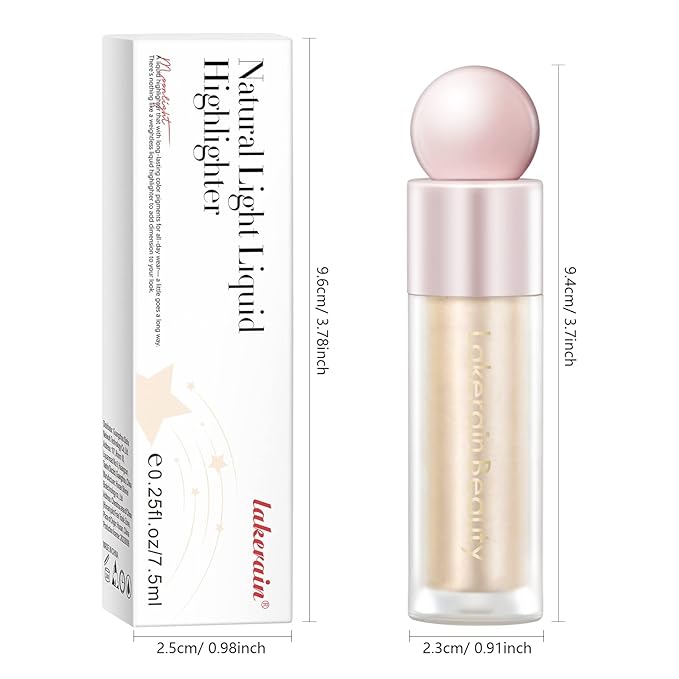 Liquid Highlighter Makeup, Natural Silky Shimmer Finish Liquid Face Highlighter, Highly Pigmented, Lightweight, Blendable, Soft Cream Highlighter For Face (#01 White Gold Shimmer)