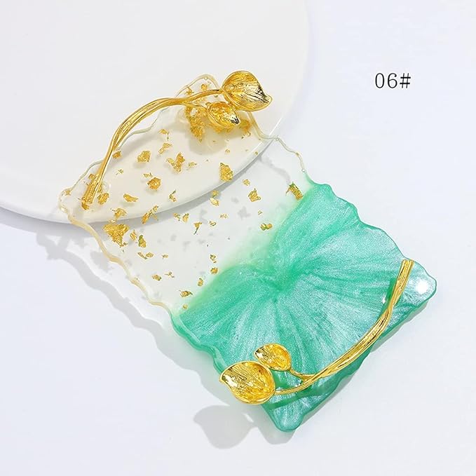 2023 Retro Nail Art Palette, Nail Painting Mixed Color Palette with Leaves Handle, Nail Holder Gel Color Makeup Display Board Pallet (Green)