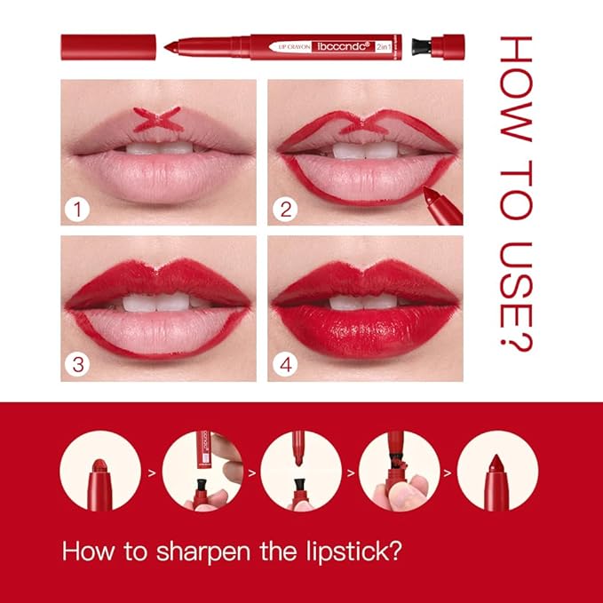 ibcccndc 6PCS Lip Liner and Lipstick Set - High Pigmented Creamy Matte Lip Liner Pencil Set for Girls and Women, Lip Makeup Gift Sets - Includes Nude and Red Lip Liners, Waterproof Formula (A)