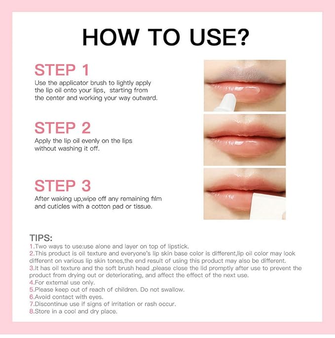 MAEPEOR Glowing Lip Oil 7 Colors Hydrating Lip Balm Nourishing Lip Care Lip Treatment Glossy Finish Non-sticky Moisturizing Lip Balm (01 Coral)