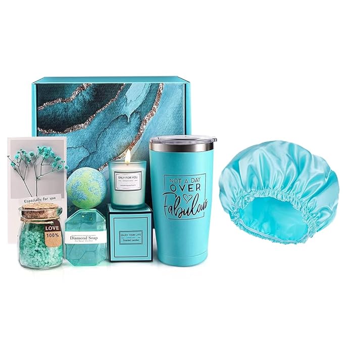 Birthday Gifts for Women,Relaxing Spa Gift Basket Set, Unique Gifts for Her,Friends,Mom,Sister,Coworker,Wife,Girlfriend, Happy Birthday Gift Ideas,Mothers Day,Christmas Gifts for Women (BLUE)