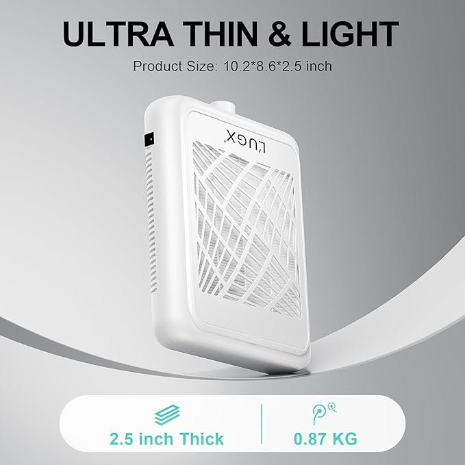 L'UGX Rechargeable Nail Dust Collector with 2 Reusable Filter, Professional Nail Vacuum Dust Collector Nail Tech Fan Extractor Powerful Suction Machine, Perfect for Home Salon Use