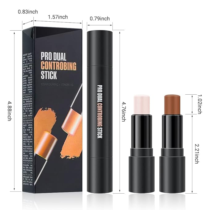 evpct 2In1 Cream Contour Stick Contouring Concealer Sticks Makeup Face Cream Kit for Beginners Creamy Contour and Highlight Stick contorno base de maquillaje para mujer en oferta 03 Natural & Coffee