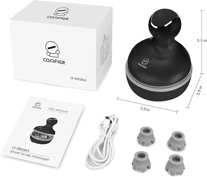 COMFIER Electric Scalp Massager, Waterproof Head Massager with Mutlti-Modes Vibration, Handheld Portable Head Scratcher for Hair Growth, Dog Cat Massager for Deep Clean and Stress Relax