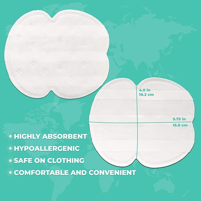 ZeroSweat Underarm Sweat Pads | Block Sweat w/Natural Disposable Absorbent Pads (50 Pads)