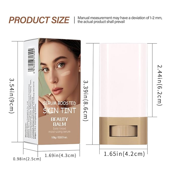 Foundation Stick - Skin Tint & Contour Stick, Serum-Boosted Beauty Balm, Buildable Coverage, Natural Finish, Long-Lasting Wear, For Many Skin Tones (03#)