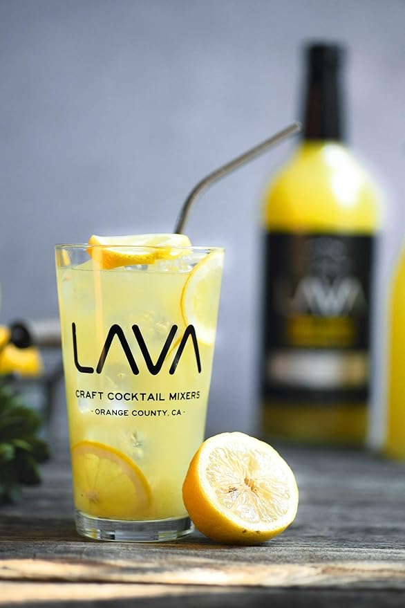 LAVA Premium Skinny Ginger Lemonade Vodka Cocktail Mix made with Sicilian Lemon Juice, Candied Ginger Puree (Skinny Ginger Lemonade Mixer, 1 Bottle (33.8 Ounces))