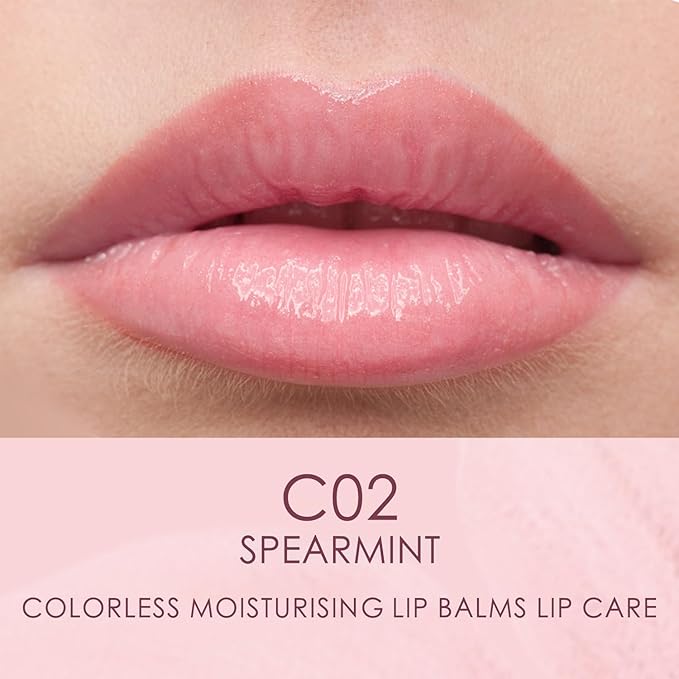 CATKIN Lip Balm Transparent Ultra Hydrating Colorless Lip Moistrurizer Chapstick with Vitamin E Nourishing For Cracked & Dry Lips Day & Night Lip Care 0.12 oz C02 Spearmint