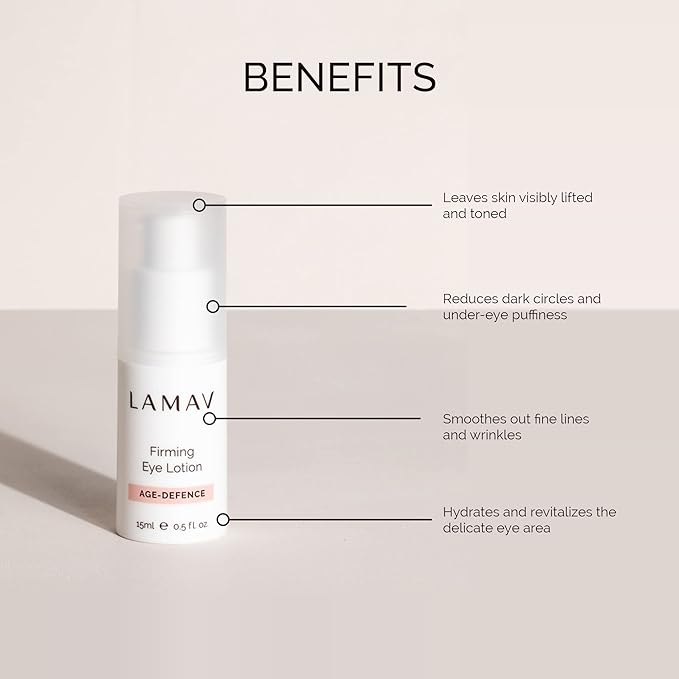 LAMAV Firming Eye Lotion - 7 Potent Actives, Anti-wrinkle Properties, Increases Skin Firmness, Anti-Aging Eye Cream, Cruelty-Free, Reduces Dark Circles