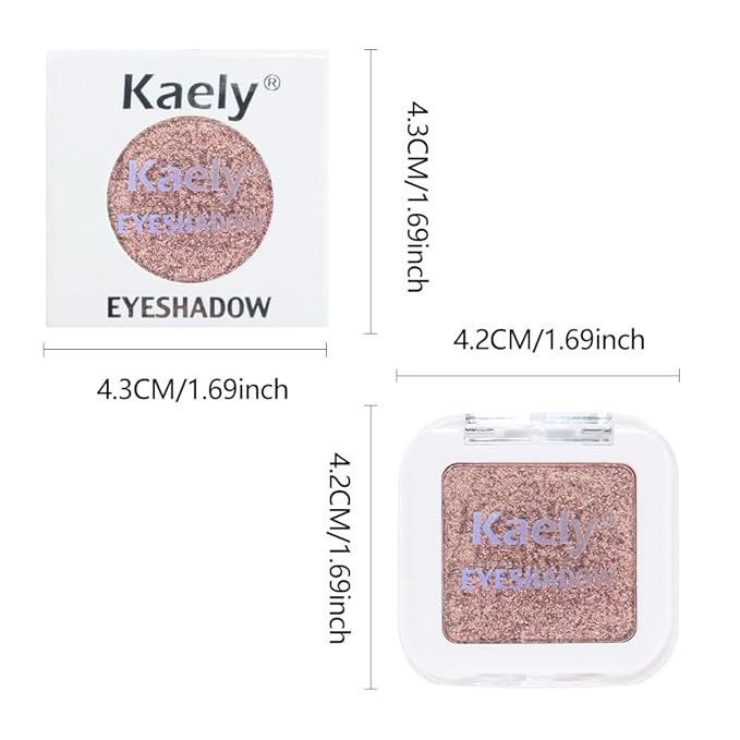 evpct Rose Gold Single Eyeshadow Palette Makeup for Older Women, Amber Rush Brown Shimmer Glitter Sparkly Cream Eye Shadow Palette Brightener Makeup for Older Women, High Pigment Monochrome Eyeshadow
