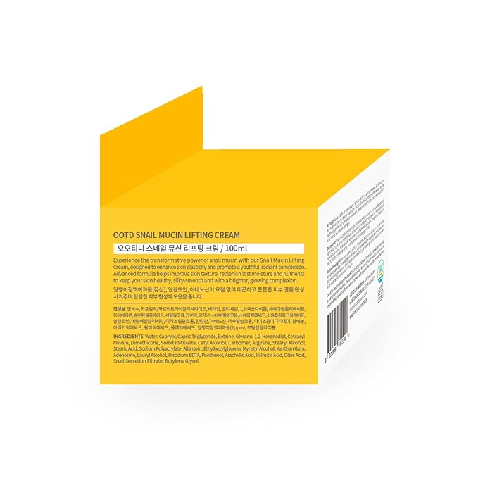 #OOTD Snail Mucin Moisturizer Cream For Face, Lifting & Deep Hydrating Ceam For Face And Neck, Anti Aging, Smoothing, Korean Skincare For Glass Skin (3.38 Fl Oz)