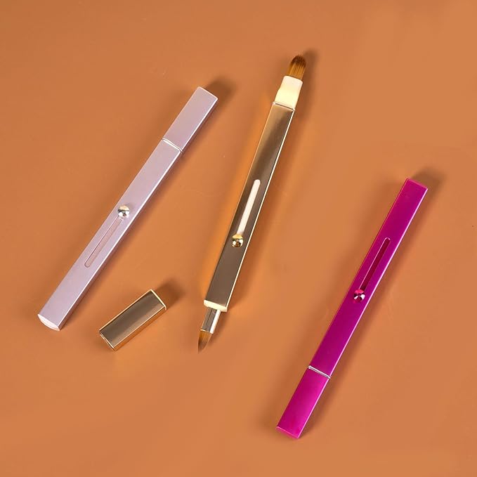 Lip Applicator Brush - 3 Pack Exquisite Professional Dustproof Retractable Lip Brush - Makeup Lipstick Lip Gloss Applicators (Pink Red Gold)