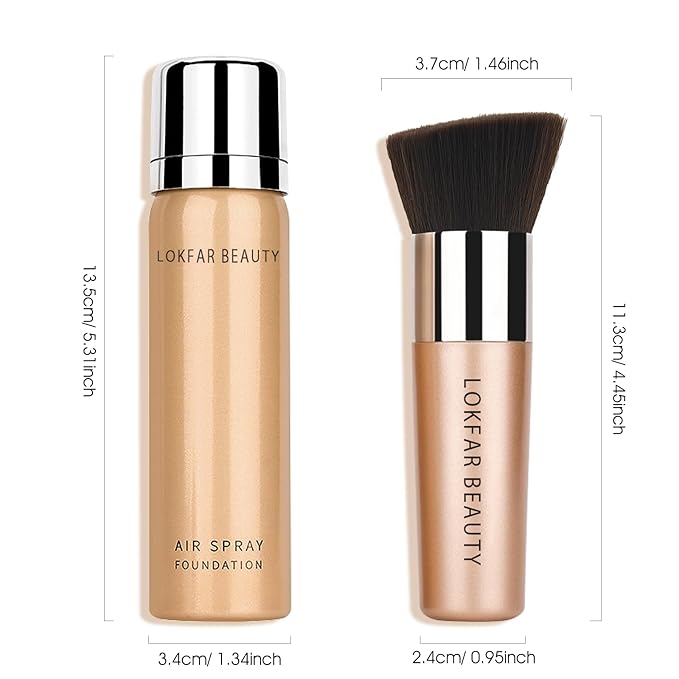 AirBrush Foundation Spray, Silky Mist Foundation Spray Makeup Set with Brush, Full Coverage Foundation for Smooth Radiant Finish, Formula Breathable Lightweight Hydrating | #05 Sand