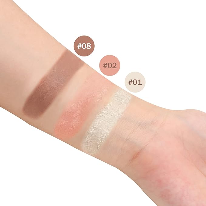 Boobeen Blush Stick Highlighter Makeup Stick Matte Contour Stick, Lightweight Cheek Blush Cream Shimmer Contouring Stick, Waterproof Multi Stick for All Skin Smooth & Natural