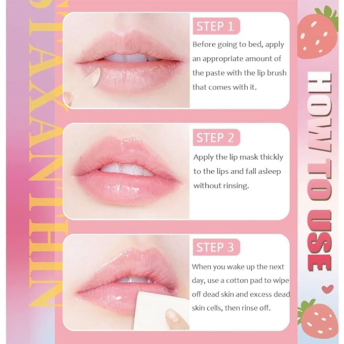 3 PCS Bee Lip Mask Lip Balm Honey Pot, Strawberry & Honey Lip Sleeping Mask Hydrating Prevention Dry and Cracked Lip Scrubs Exfoliator,Lip Mask Overnight Reduces Lip Lines