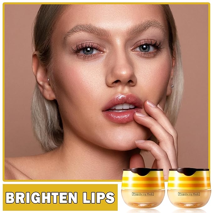 2PCS Bee Lip Balm Honey Pot Honey Lip Balm Sleeping Lip Mask Silky Hydrating Bee Lip Balm Lip Mask Overnight Lip Care Products