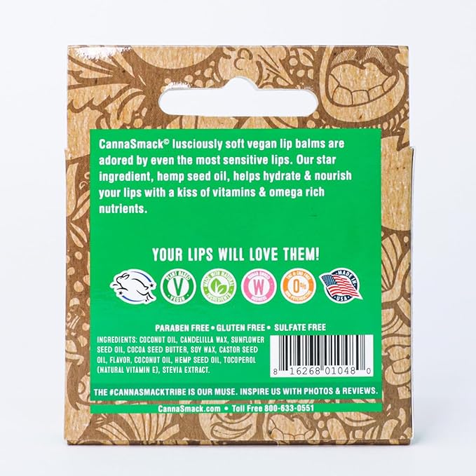 CannaSmack Vegan Hemp Lip Balm - 5 Flavors Included - Soothe, Moisturize, Hydrate, Protect, & Nourish Dry Chapped or Irritated Lips - Made with Hemp Seed Oil, Natural, & Botanical Ingredients