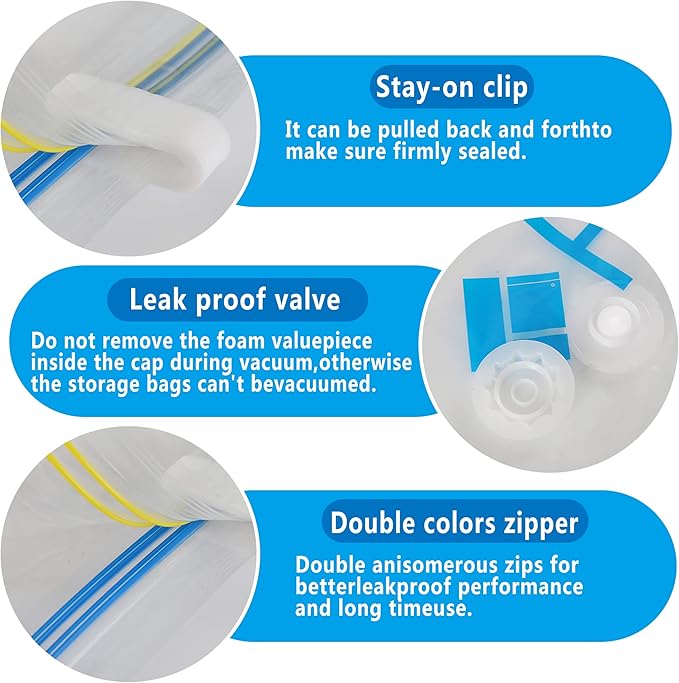 HIBAG Vacuum Storage Bags, 30-Pack Space Saver Vacuum Storage Bags, Vacuum Seal Bags for Clothing, Clothes, Comforters and Blankets (30C)