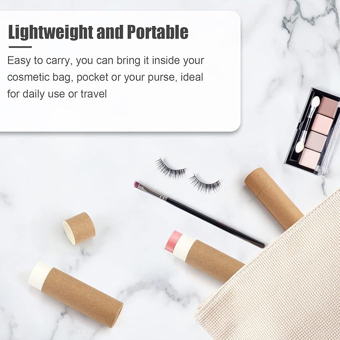 10 Pcs 25g Paperboard Lip Balm Tubes Refillable Krafts Paper Lipstick Tube Round Cardboard Empty Lip Gloss Container Holder Tubes for DIY Chapstick Salve Cosmetic Lotion Solid Perfume - Brown