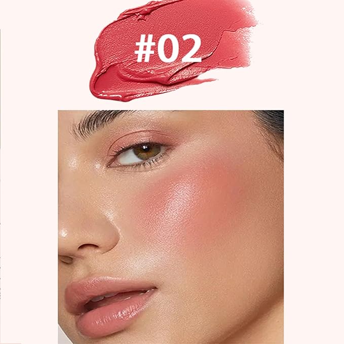Blush for Cheeks - Cream Blush Stick Face Lip Eyeshadow Tint, 3-in-1 Buildable Pink Blush Makeup Balm Stick For Make Up Women Girl Gift (Peach Melody #2)