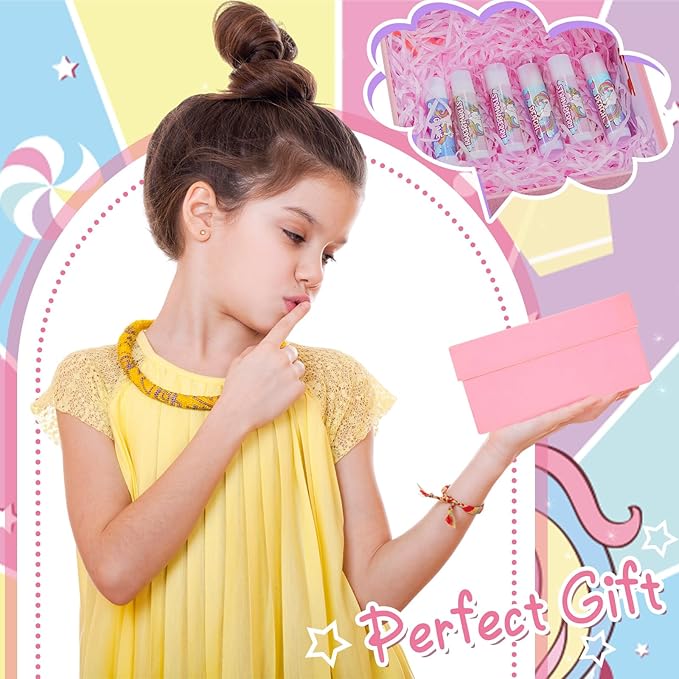 24 Pcs Unicorn Lip Balm Back to School Gift Unicorn Party Favors Lip Balm for Girls Birthday Party Favors Lip Gloss for Kids Gifts for Kids Fruity Favors Unicorn Gift for Cute Girls