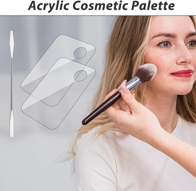 3 Pcs Acrylic Makeup Palette with 3Pcs Makeup Spatula, Makeup Palette Tray Apply for Foundation Eye Shadow Lipsticks Nail Art Professional Pigment Blending