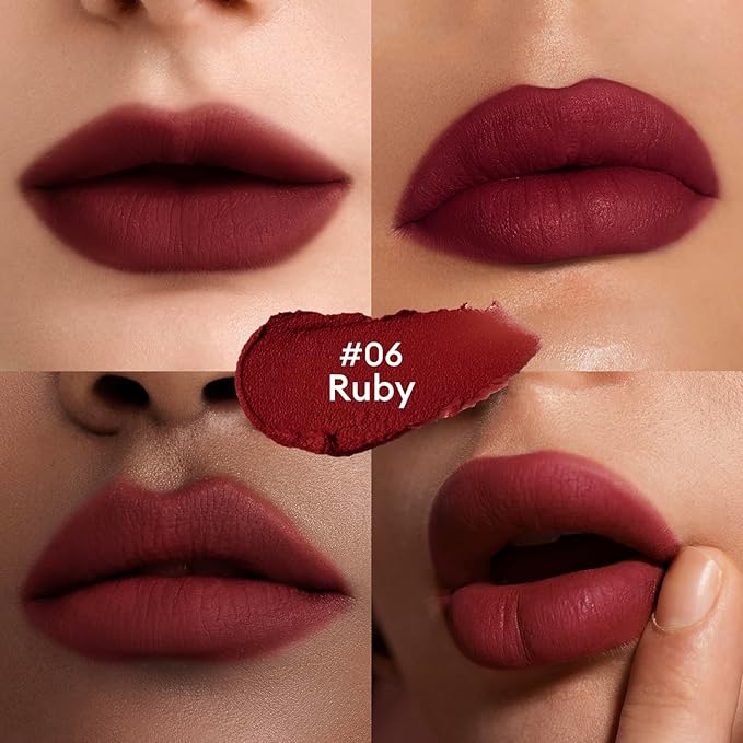 ITY Velvet Matte Finish Lip Stain-Mousse Textured Lip Clay, Conceals Lip Lines, Rich Pigment Lip Tint Lipsticks,2 Pack, 0.14 oz (4g) in Petal, Ruby
