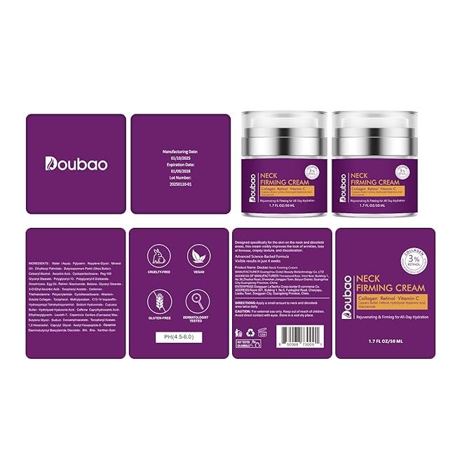 Advanced Neck Firming Cream – 3% Retinol & Hyaluronic Acid for Wrinkle Reduction, Lifting & Skin Tightening – Anti-Aging Moisturizer for Face, Neck & Décolleté – Deep Hydration, 3.4 FL(2 bottle)