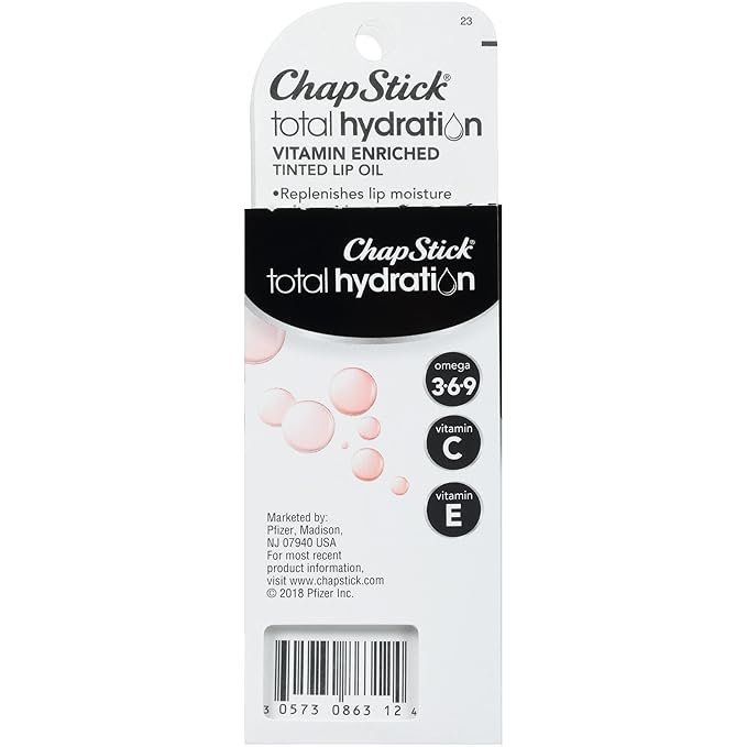 ChapStick Total Hydration Vitamin Enriched Subtle Pink Tinted Lip Oil Tube, Lip Care - 0.24 Oz