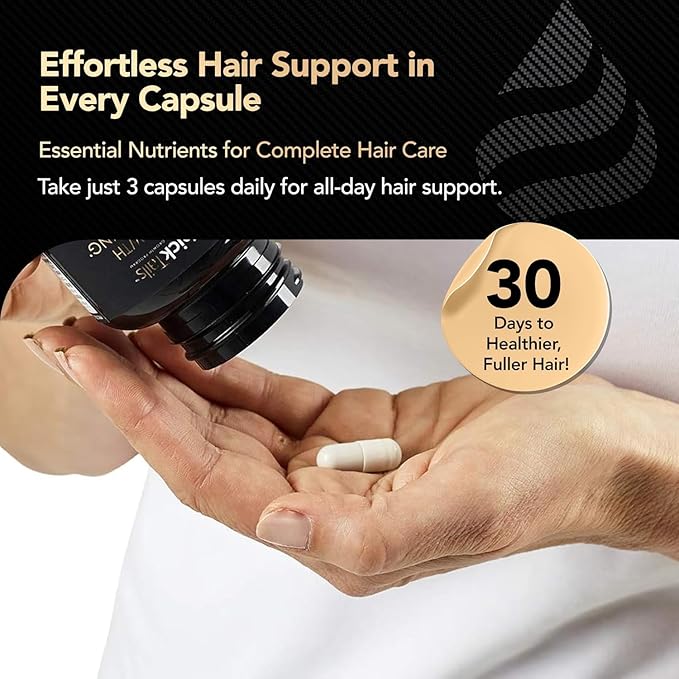 Hair Growth Vitamins for Women with Biotin, Collagen Peptides, Vitamin C & Omega-3 – 90 Capsules – Hair Supplements for Menopause & Postpartum – Hormonal Balance Support & Thicker Hair for Women