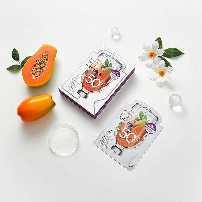 I'MPHYTO Leaders Facial Mask 10 Sheet AHA Vegan Mask | Exfoliating& Vitality Skin Care | Plant-Derived Ingredients | Papaya Fruit Extract | Certified Vegan | Natural Cellulose Sheet