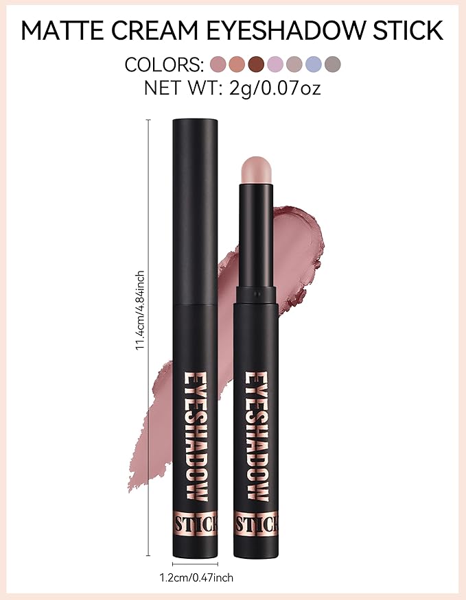 Erinde Waterproof Cream Eyeshadow Stick, Matte Nude Eye Shadow Sticks, Longwear Blendable High Pigmented, Neutral Eye Shadow Sticks Matte for Older Eyes, Smokey Eyeshadow Pencil Crayon, 11 Rose Nude