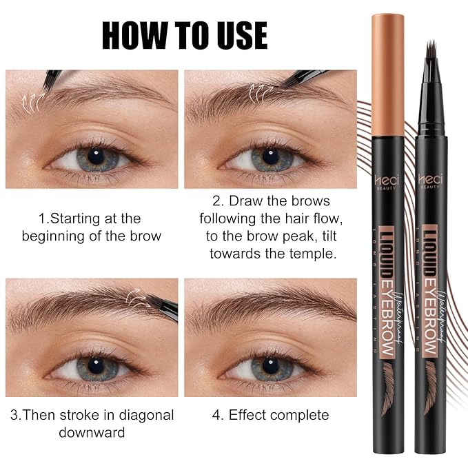 Eyebrow Pen,Angled Brow Brush,Eyebrow Pencils for Women,Natural Brow Pen,Hair-Like Strokes, 24hrs Long-Lasting,Waterproof, Smudge-Proof, Easy to Use,Multiple Uses,Gifts for Her, Dark Brown