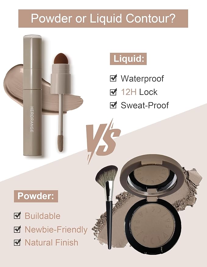 Cool Toned Contour Palette with Mirror, Taupe Grey Contour Powder for Fair Pale Light Cool Toned Skin, Nose Contouring Bronzer Powder with Face Brush