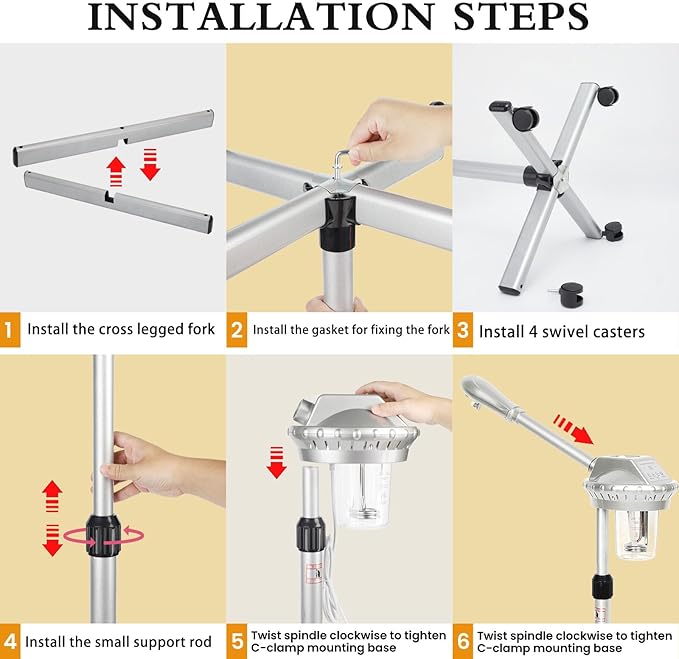 Facial Steamer Professional,Face Steamer for Estheticians with Hot Mist & Timer Function,Height Adjustable Vaporizador Facial Steamr on Wheels