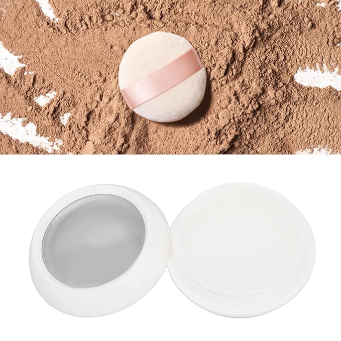 Dioche Loose Powder Container with Puff Sifter Lids, Plastic Refillable Empty Loose Powder Puff Case Face Powder Blusher Makeup Cosmetic Jars Containers for Travel Daily Use