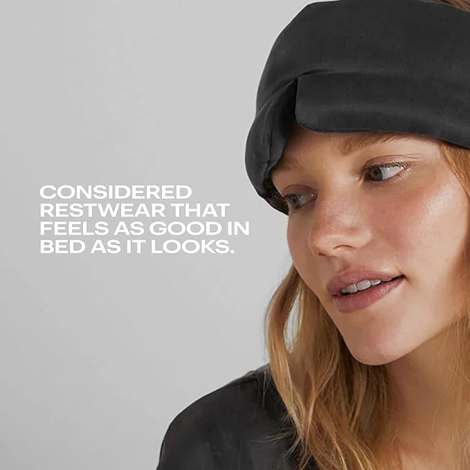 Lunya Sleep Mask with Box - Washable Silk Sleeping Mask and Headband for Beauty Routines - Thermoregulating Comfort for Restful Nights - Silk Eye Mask for Women - Large - Meditative Grey