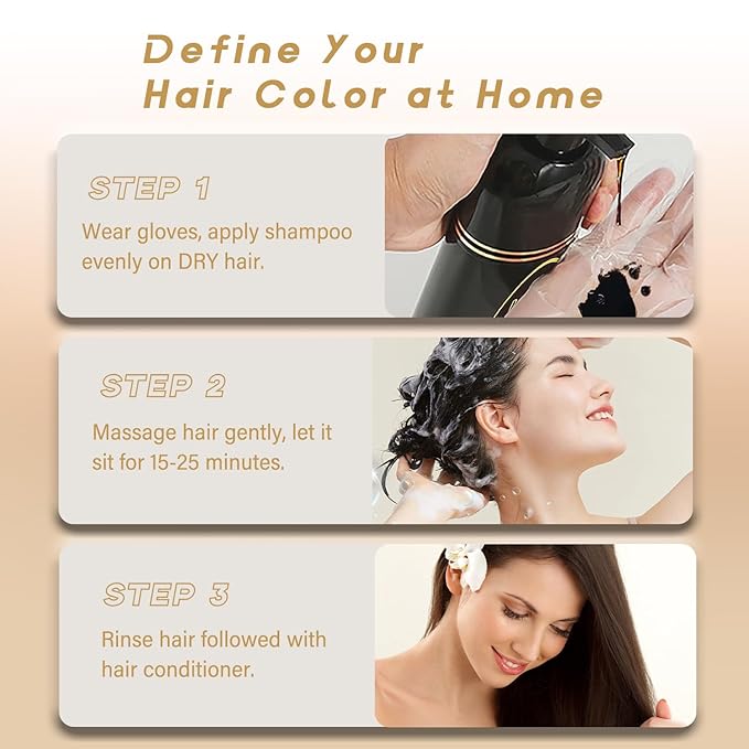 Brown Hair Dye Shampoo, Hair Color Shampoo for Women Men, Colors in Minutes, Champu para Canas, Easy to Use 16.90 Fl Oz